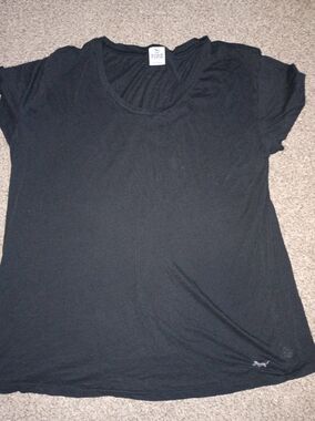 PINK Victoria's Secret Black Scoop Neck Short Sleeve Tee